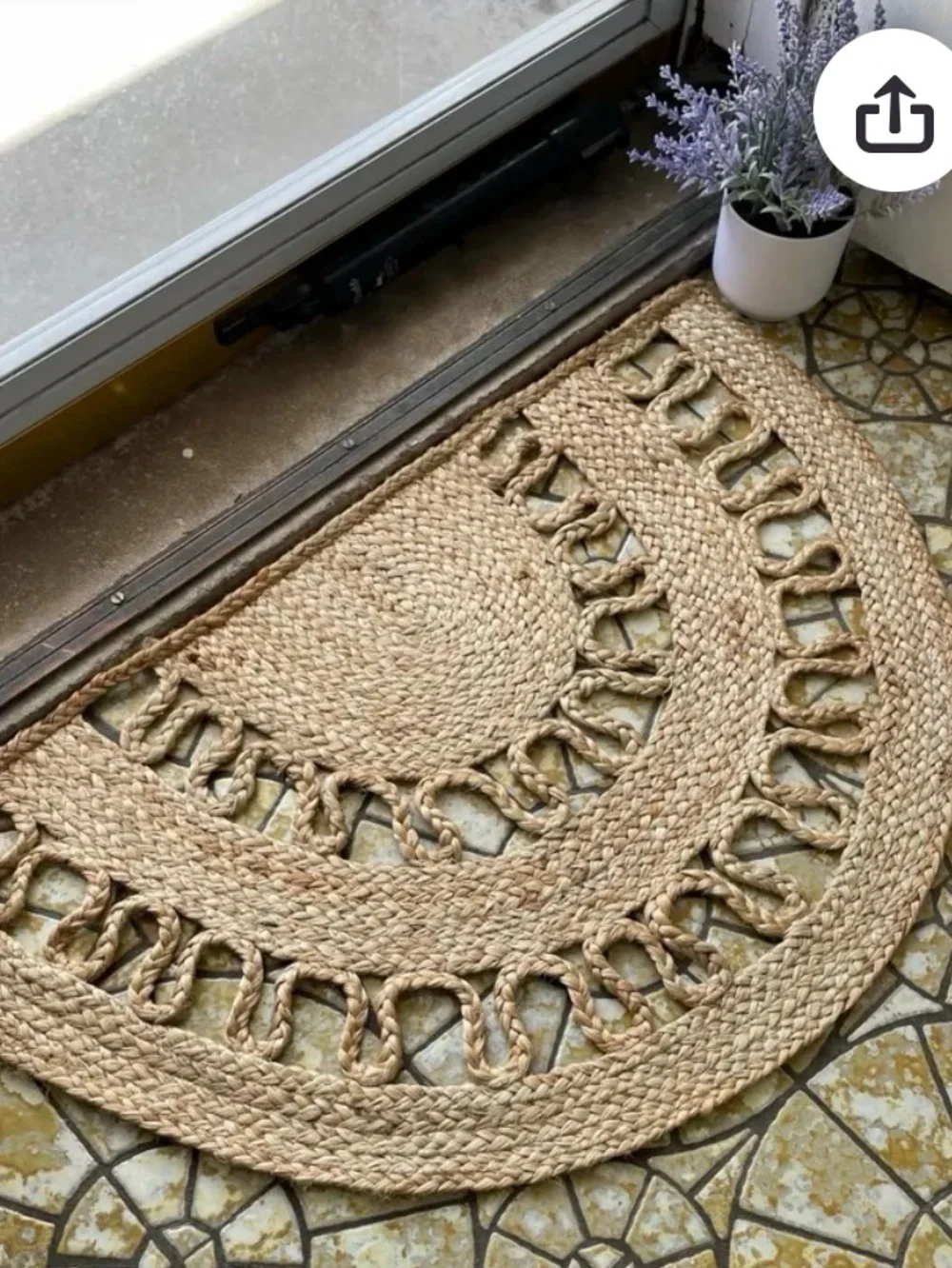 🌴Handwoven Boho Half Moon 100% Jute Rug/Doormat | Wall Hanging| 18x30